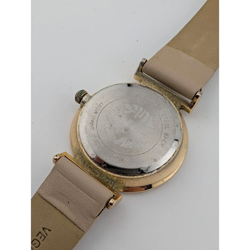 Anne Klein Watch Women 32mm‎ Gold Case Beige Leather Band AK/3746- New Battery